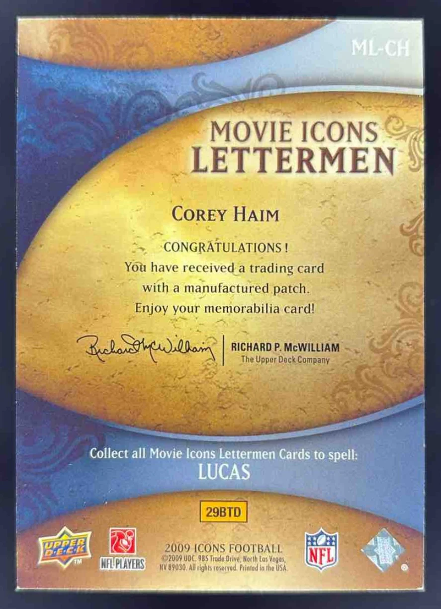 2009 Upper Deck Movie Icons Letterman #ML-CH Corey Haim /111 - Image 2