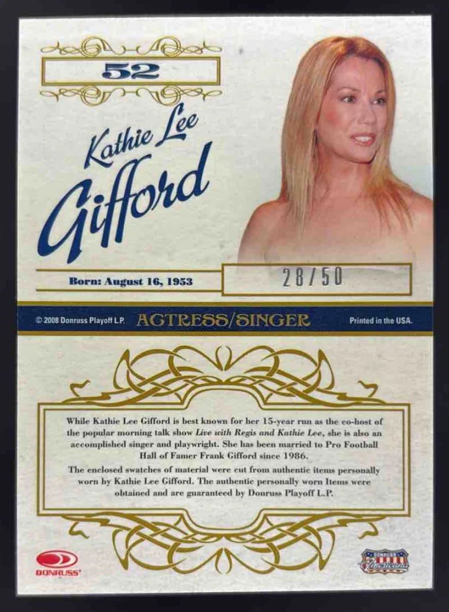 2008 Donruss Americana Celebrity Cuts Century #52 Kathie Lee Gifford /50 - Image 2
