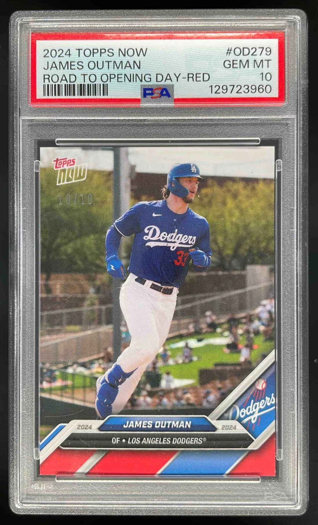 2024 Topps Now Opening Day Red #279 James Outman /10 PSA 10