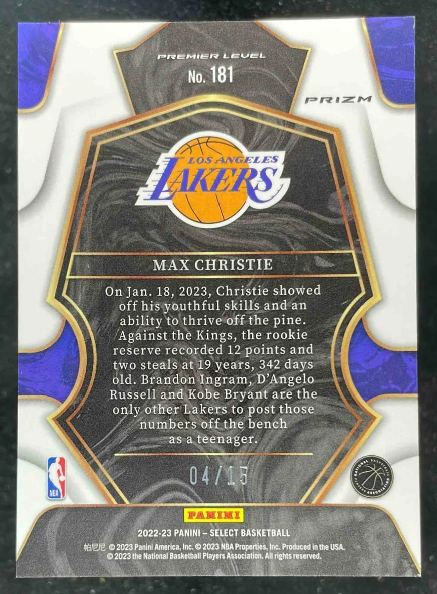 2022 Select Neon Orange Pulsar Prizms FOTL Max Christie RC Premier Level /15 - Image 2