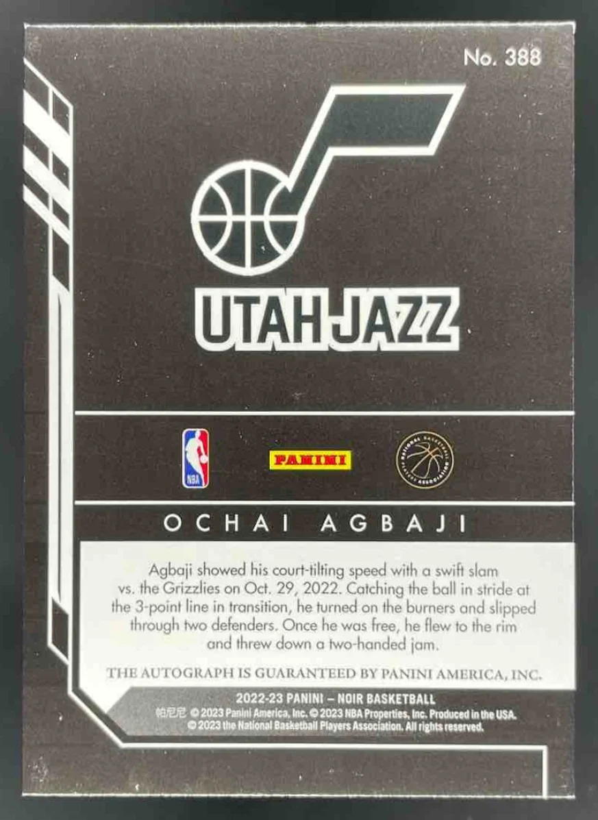 2022-23 Panini Noir #388 Ochai Agbaji Autograph RC Auto /99 - Image 2