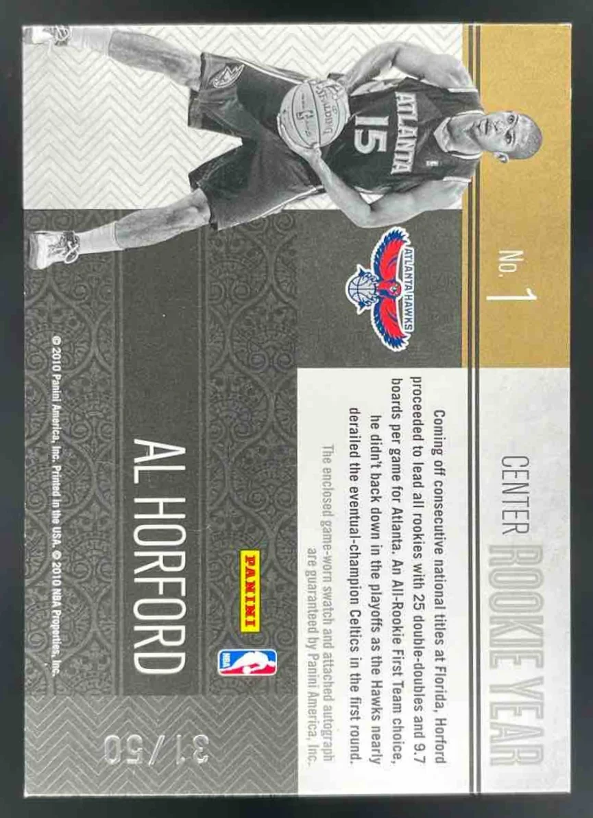 2010 Timeless Treasures Rookie Year Materials Signatures #1 Al Horford Auto /50 - Image 2