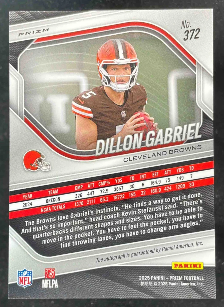 2025 Panini Prizm Rookie Autographs Silver Prizm #372 Dillon Gabriel RC Auto - Image 2