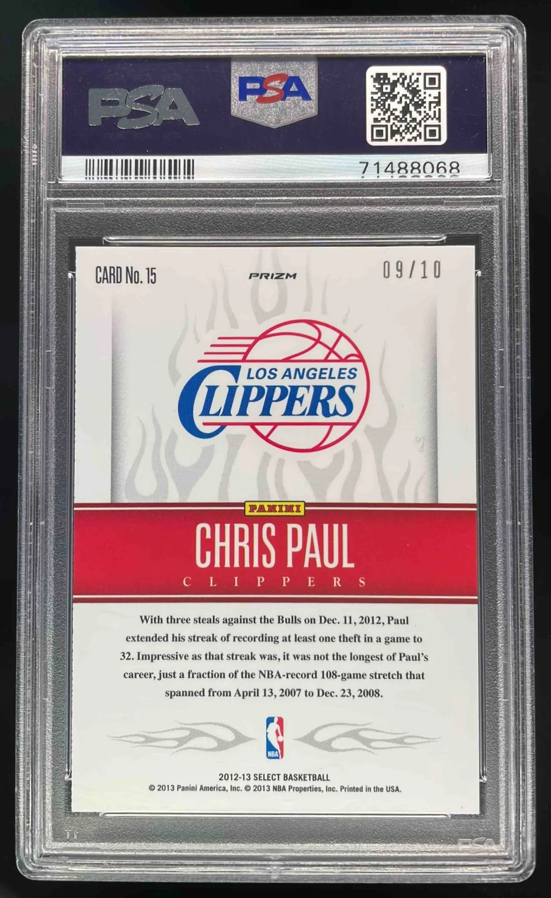 2012-13 Panini Select Hot Stars Prizms Gold #15 Chris Paul /10 PSA 10 - Image 2