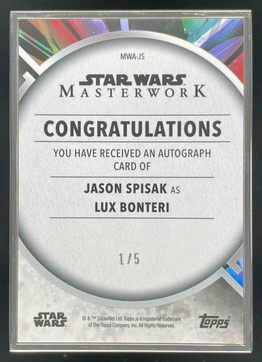 2022 Topps Star Wars Masterwork Silver Framed #MWA-JS Jason Spisak Auto /5 - Image 2