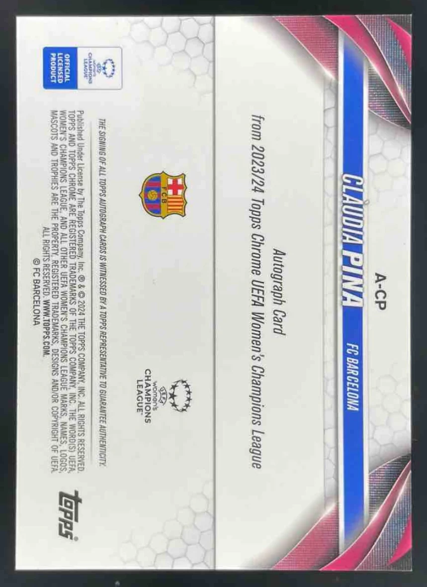 2023-24 Topps Chrome UEFA Women's Champions League #A-CP Claudia Pina Auto - Image 2