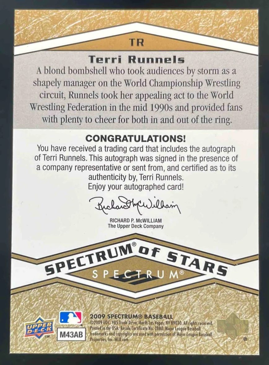 2009 Upper Deck Spectrum of Stars Autographs #TR Terri Runnels Autograph Auto - Image 2