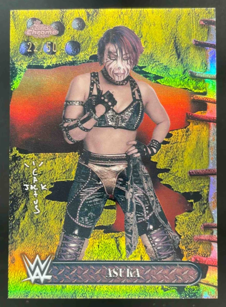 2025 Topps Chrome WWE x Cactus Jack Gold Refractor #21 Asuka /50