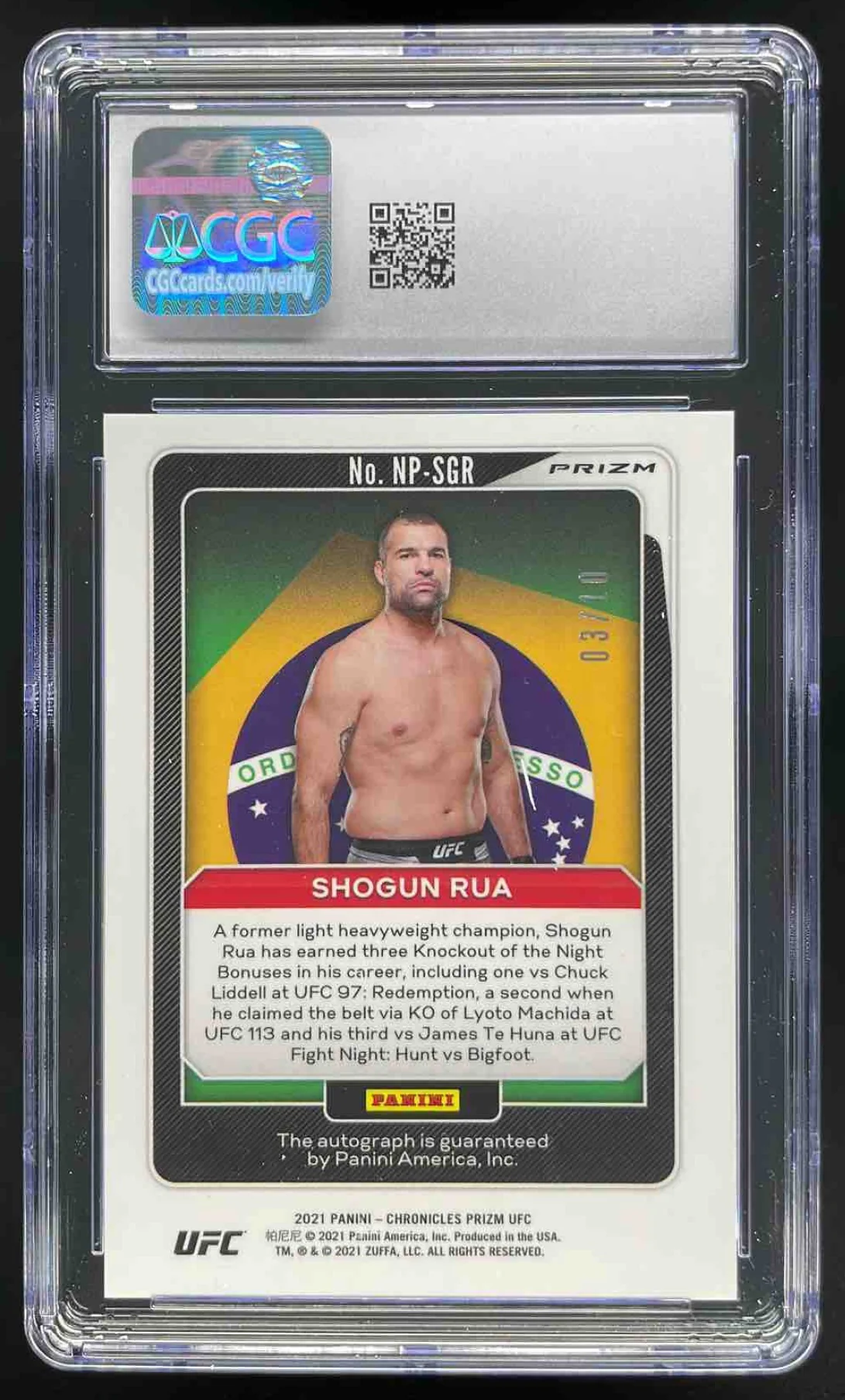 2021 Panini Chronicles UFC National Pride Gold #NPSGR Shogun Rua Auto /10 CGC 10 - Image 2