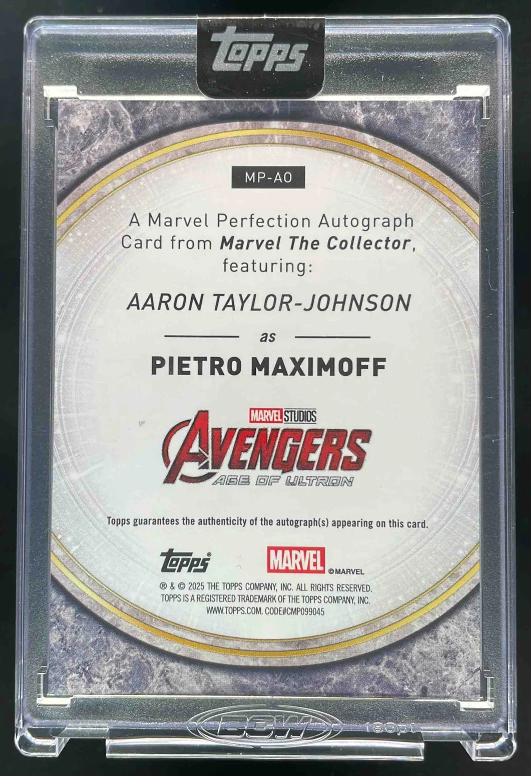 2025 Topps Marvel Orange Aaron Taylor-Johnson Pietro Maximoff Auto /25 - Image 2