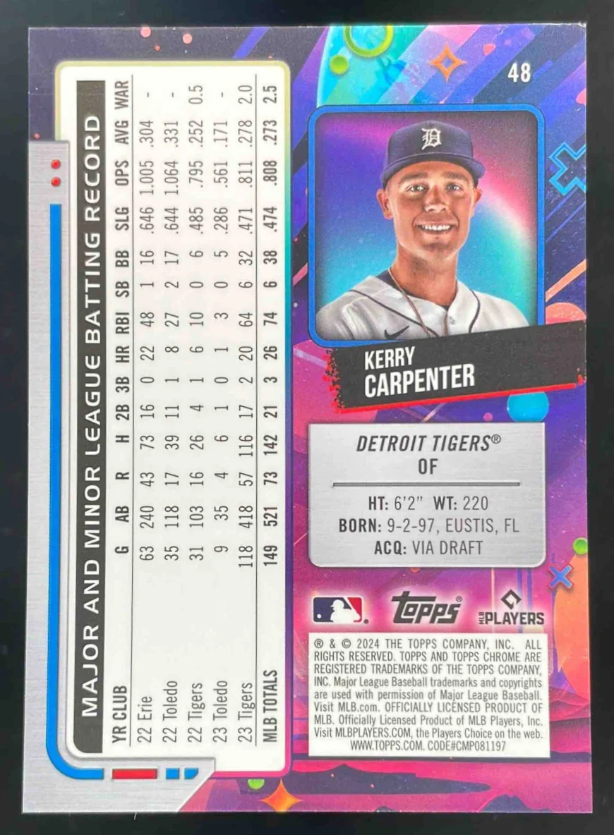 2024 Topps Cosmic Chrome Lunar Eclipse Refractor #48 Kerry Carpenter /10 - Image 2
