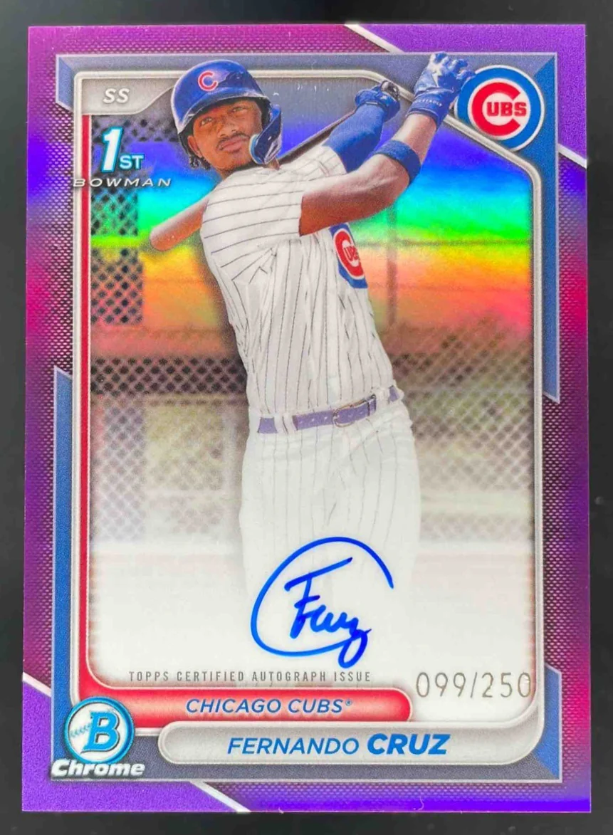 2024 Bowman Chrome Prospect Purple Refractor #CPA-FC Fernando Cruz RC Auto /250