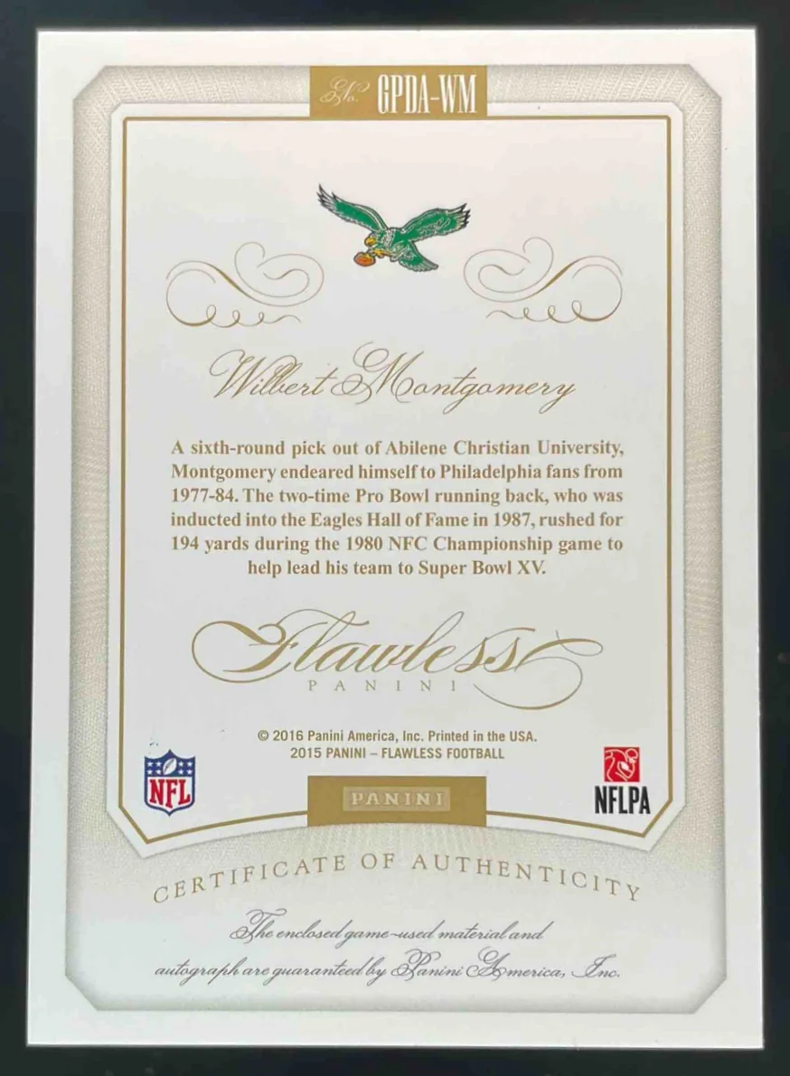 2015 Flawless Greats Patches Dual Auto Ruby #GPDA-WM Wilbert Montgomery /15 - Image 2