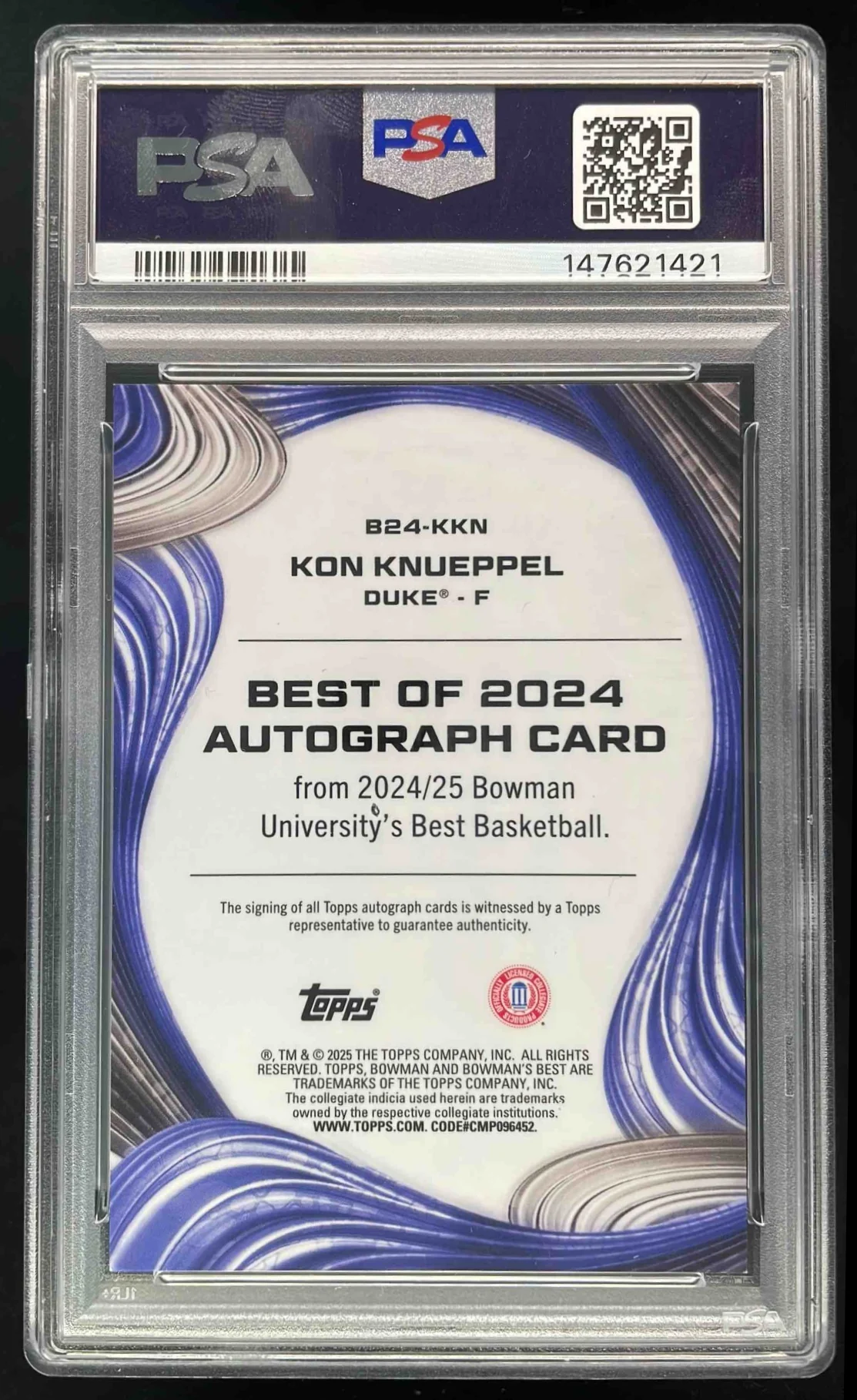 2024 Bowman's Best Best of 2024 Orange Geometric Kon Knueppel Auto /25 PSA 9 - Image 2