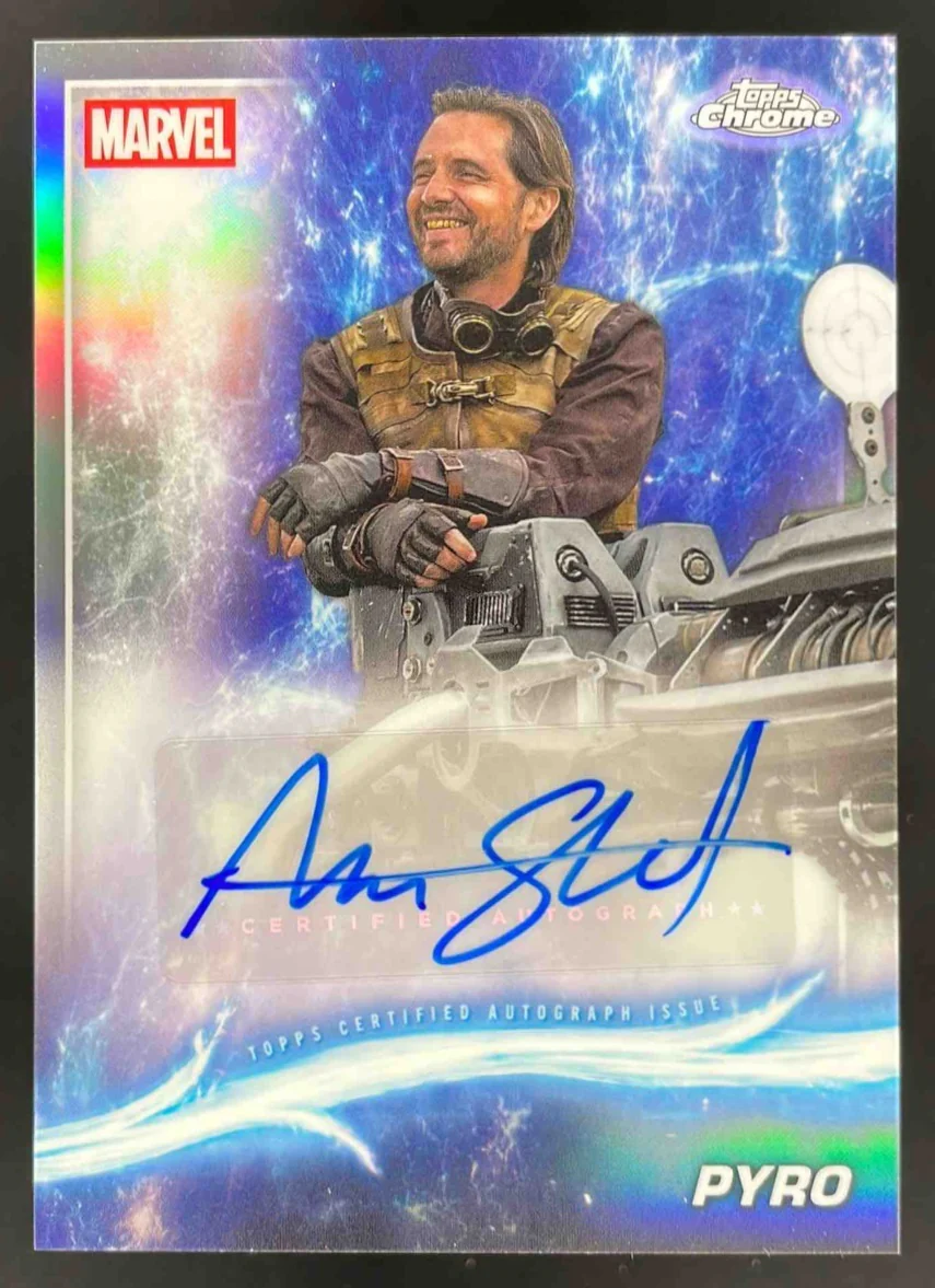 2025 Topps Chrome Marvel Studios Autograph #AA-AST Aaron Stanford as Pyro Auto
