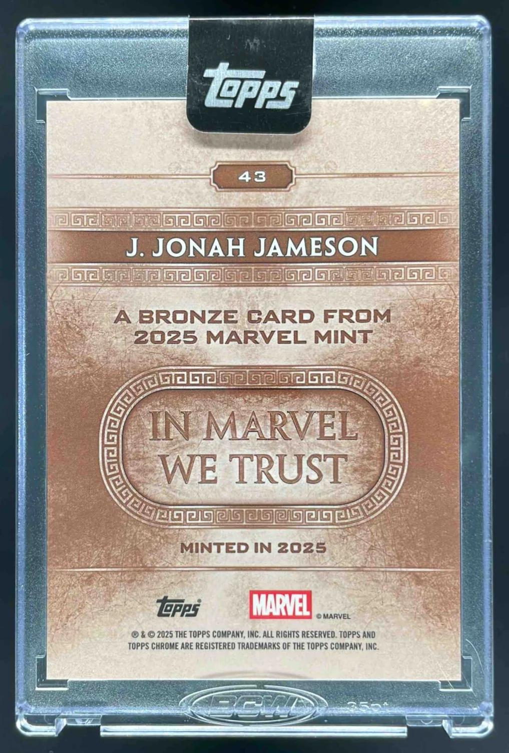 2025 Topps Mint Marvel Chrome Refractor #43 J. Jonah Jameson Bronze /100 - Image 2
