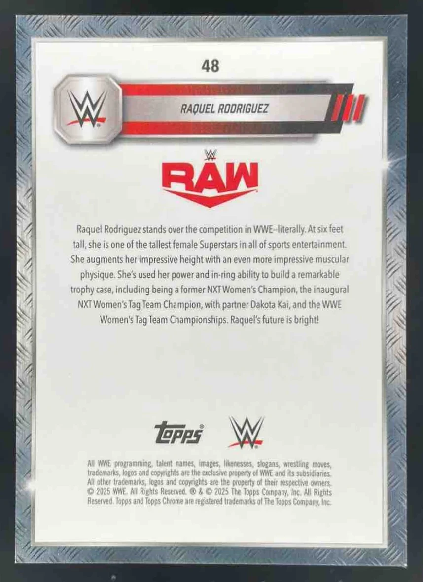 2025 Topps Chrome WWE Gold Refractors #48 Raquel Rodriguez /50 - Image 2