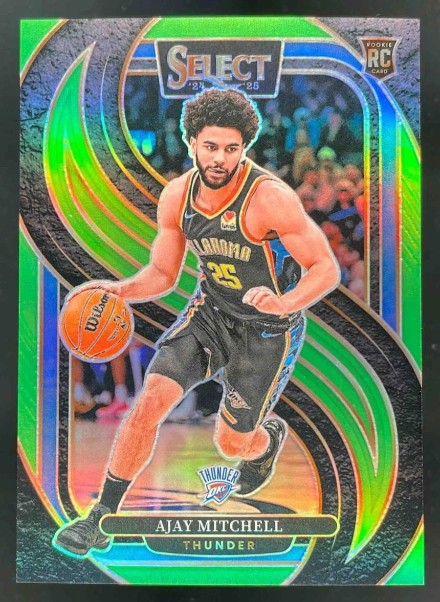 2024-25 Panini Select Premier Neon Green Prizm #194 Ajay Mitchell RC /75