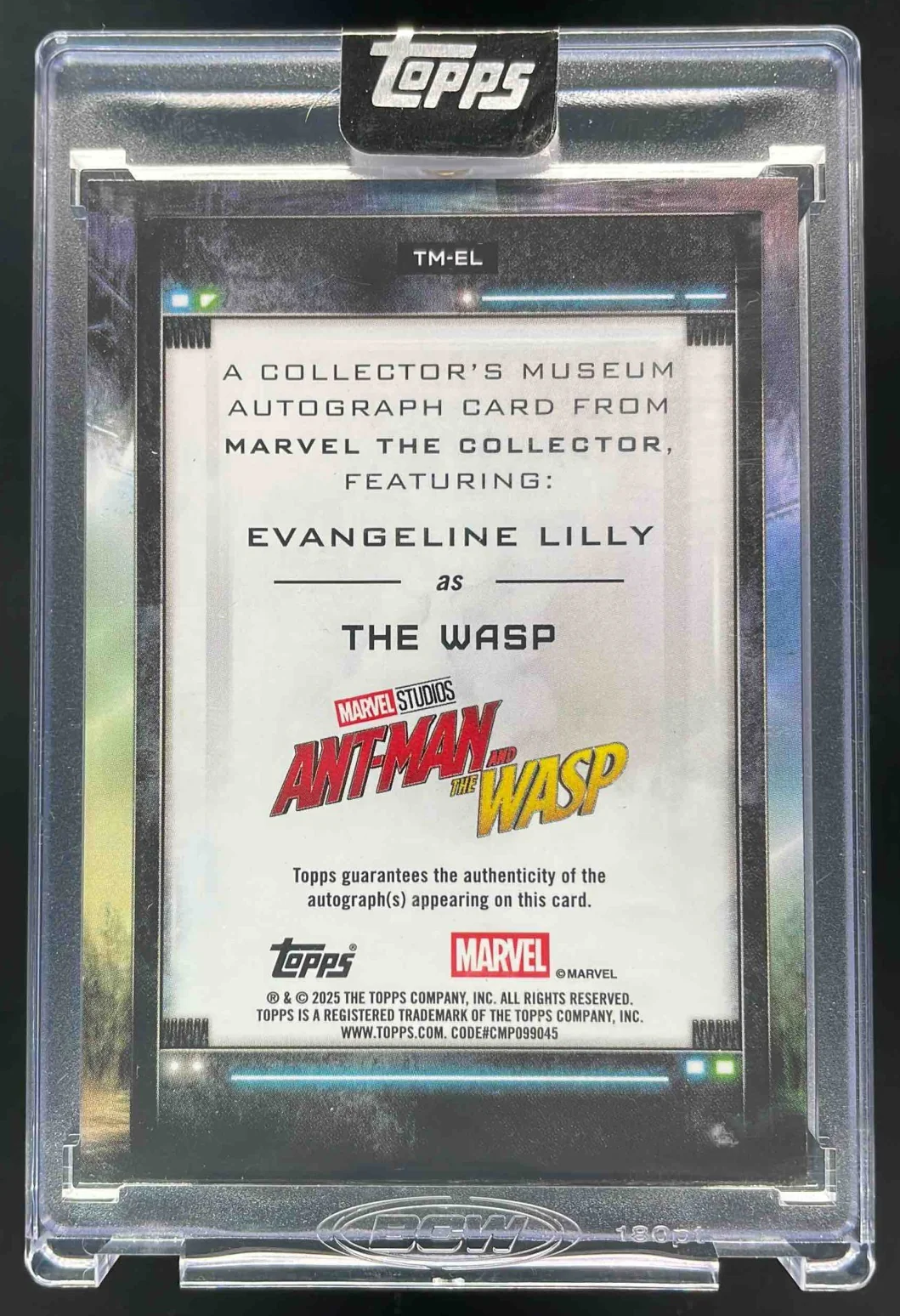 2025 Topps Marvel The Collector Museum Purple Evangeline Lilly The Wasp Auto /15 - Image 2