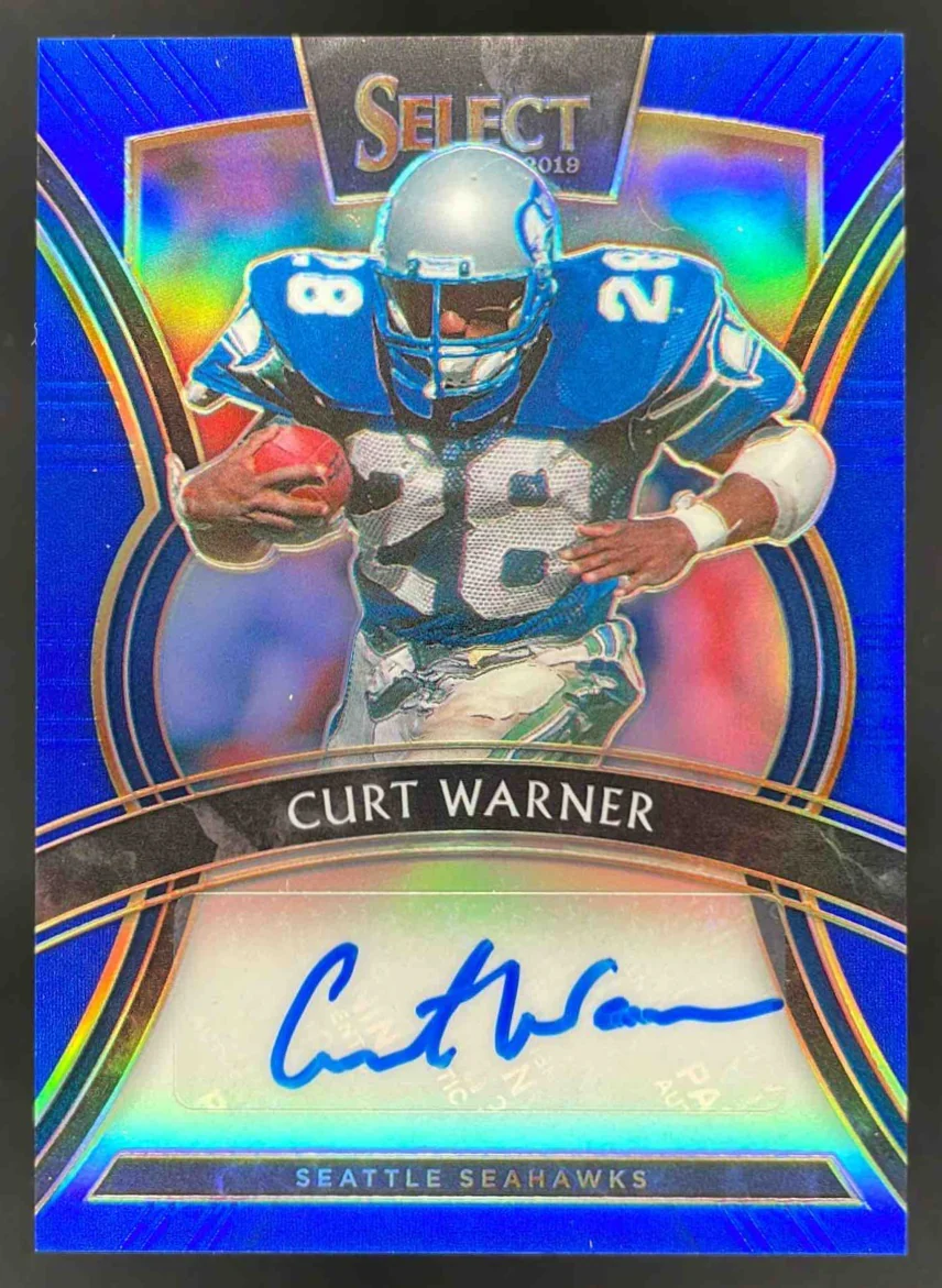 2019 Panini Select Signatures Blue Prizm #SP-CW Curt Warner Auto /99