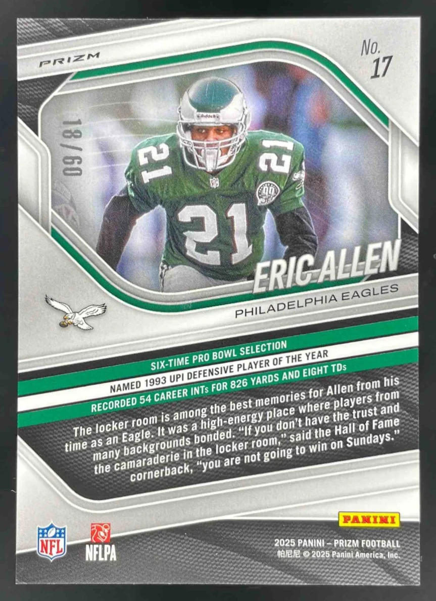 2025 Panini Prizm Super Bowl LX Prizm #17 Eric Allen /60 - Image 2