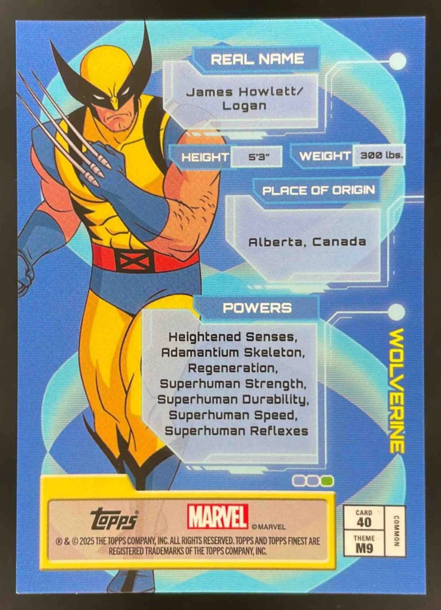 2025 Topps Finest X-Men '97 Laser Refractor #40 Wolverine /199 - Image 2