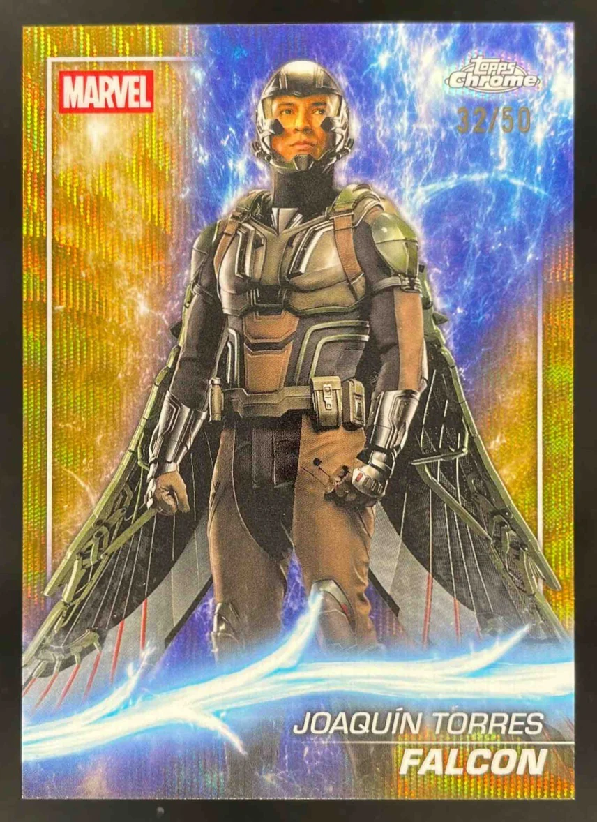 2025 Topps Chrome Marvel Studios Gold Wave Refractor #168 Falcon /50