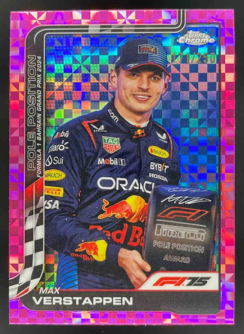 2025 Topps Chrome Formula 1 Pink Checker Flag Max Verstappen Pole Position /250