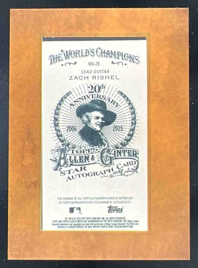 2025 Topps Allen & Ginter Framed Mini #MA-ZR Zach Rishel Auto - Image 2