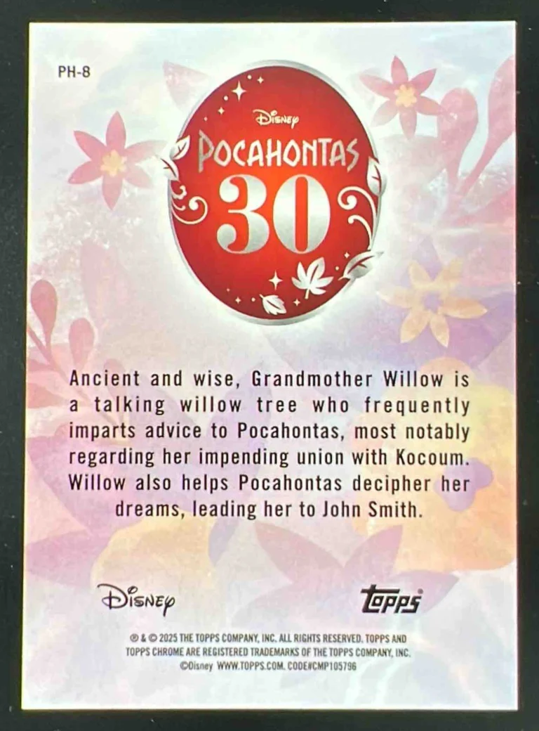 2025 Topps Chrome Disney Pocahontas Mickey Mouse Logo Grandmother Willow /28 - Image 2
