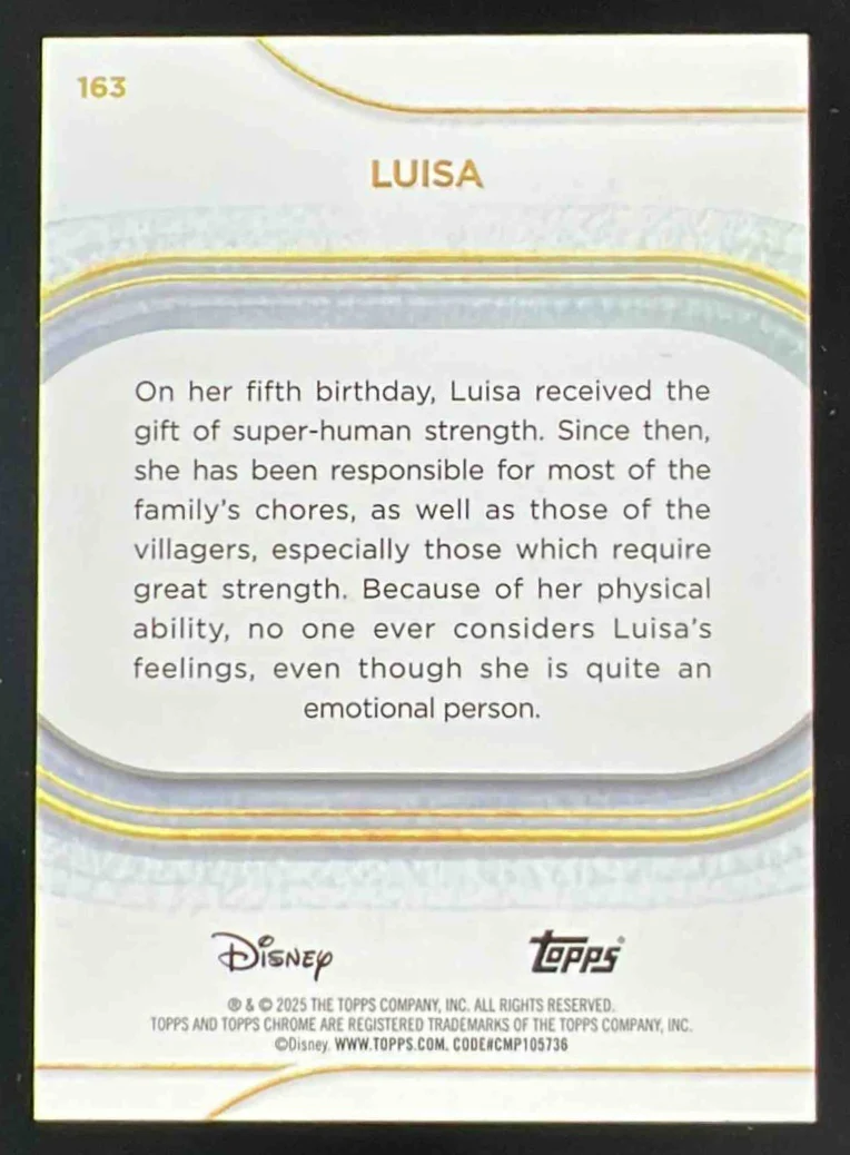 2025 Topps Chrome Disney Sapphire Red Refractor #163 Luisa /5 - Image 2