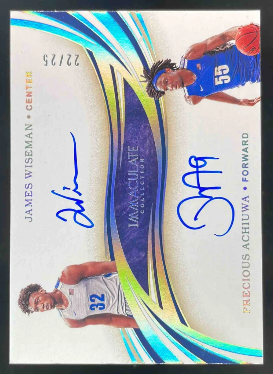 2020 Immaculate Collection Collegiate Dual Auto James Wiseman Achiuwa /25