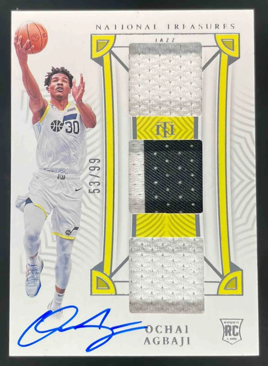 2022 National Treasures Rookie Material Triple #RMT-OAG Ochai Agbaji RC Auto /99