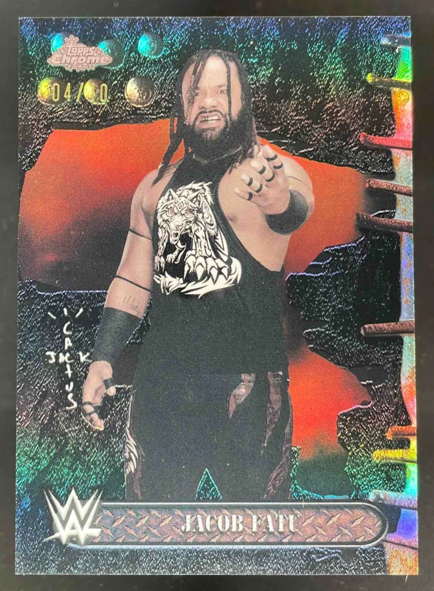 2025 Topps Chrome WWE x Cactus Jack Black Refractor #48 Jacob Fatu /10
