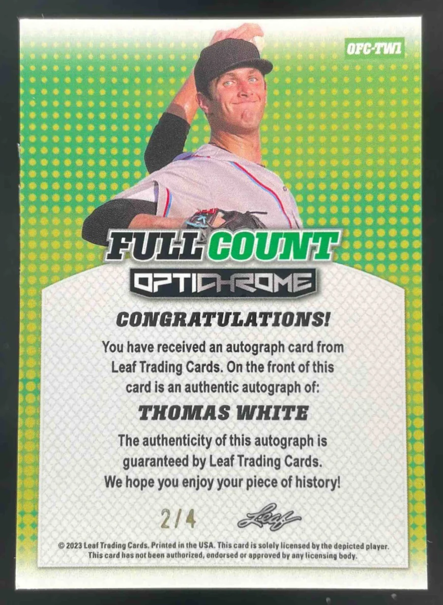 2023 Leaf Eclectic Optichrome Full Count Red Crystals Thomas White RC Auto /4 - Image 2