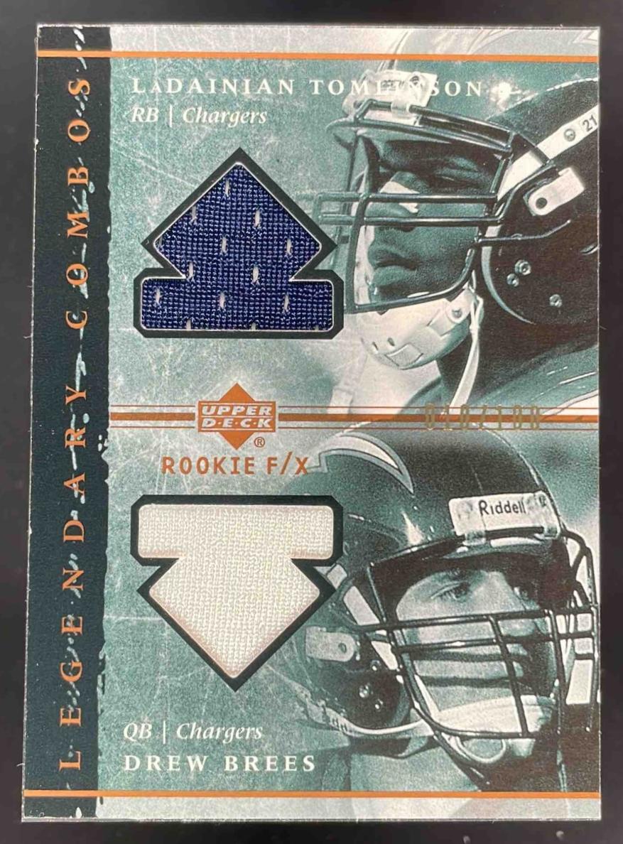 2001 Upper Deck Rookie F/X Legendary Combos LaDainian Tomlinson Drew Brees /100
