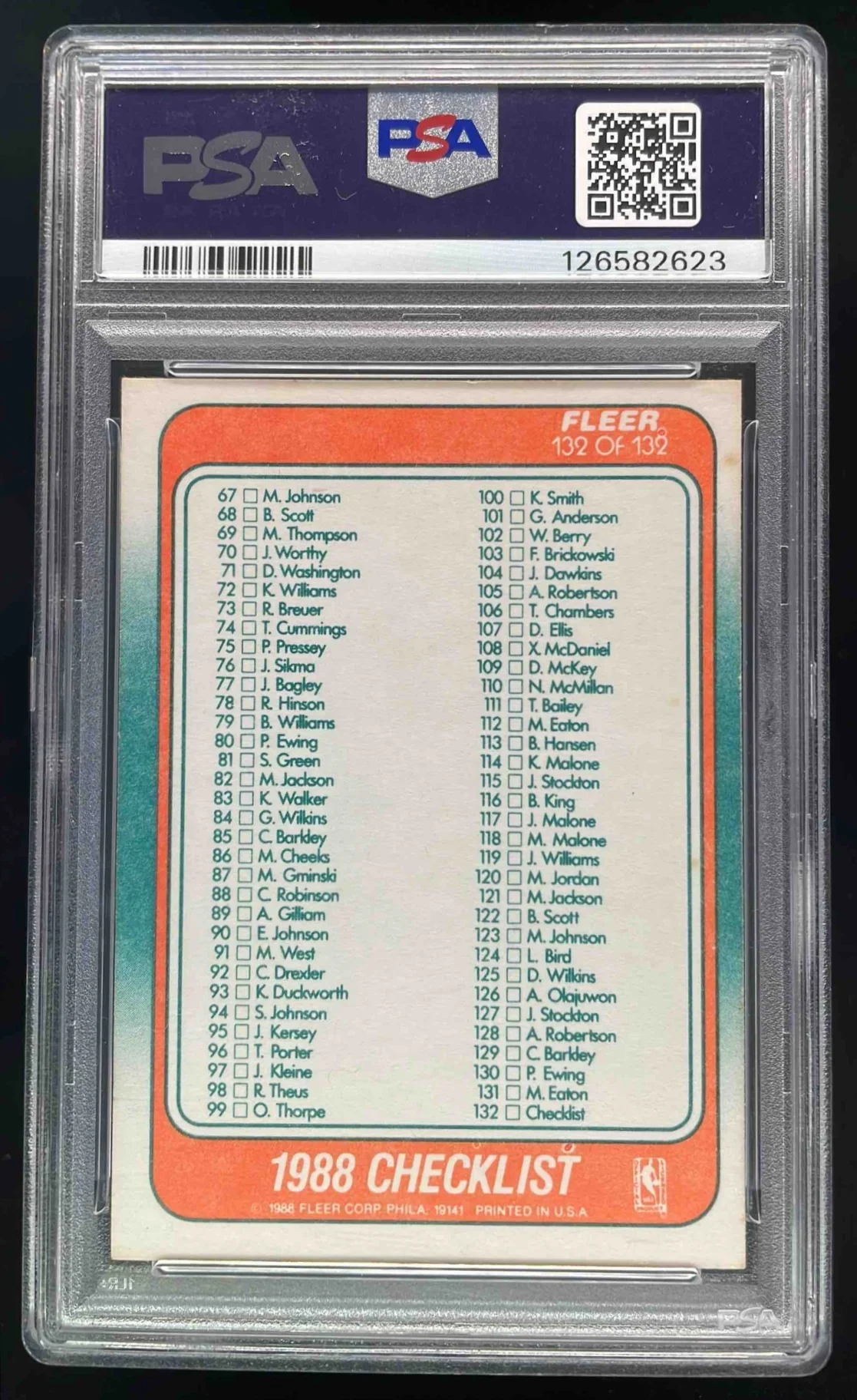 1988-89 Fleer #132 Checklist 1-132 PSA 8 - Image 2