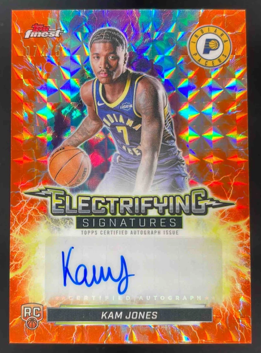 2025-26 Topps Finest Electrifying Orange Geometric #ESG-KJ Kam Jones RC Auto /15