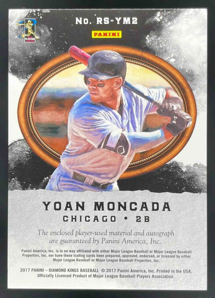 2017 Panini Diamond Kings DK Rookie Holo Blue #RS-YM2 Yoan Moncada RC Auto /25 - Image 2