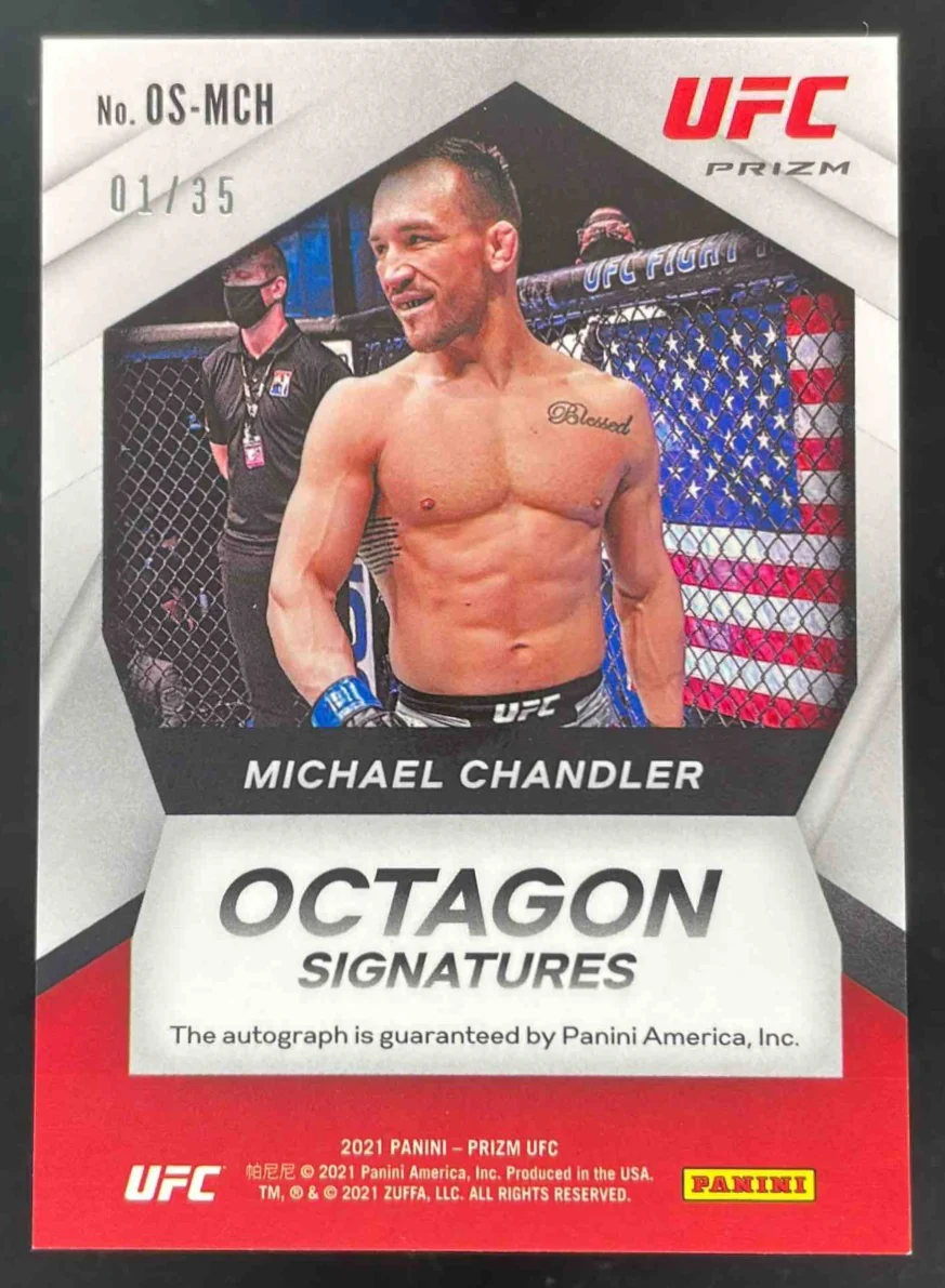 2021 Panini Prizm UFC Octagon Blue Prizms #OS-MCH Michael Chandler Auto /35 - Image 2