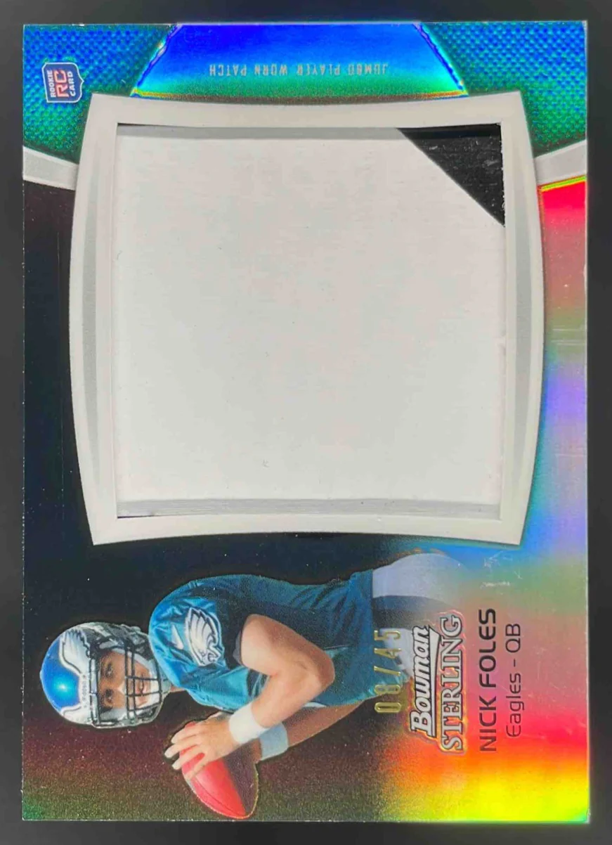 2012 Bowman Sterling Jumbo Rookie Patch Black #BSJRP-NF Nick Foles RC /45
