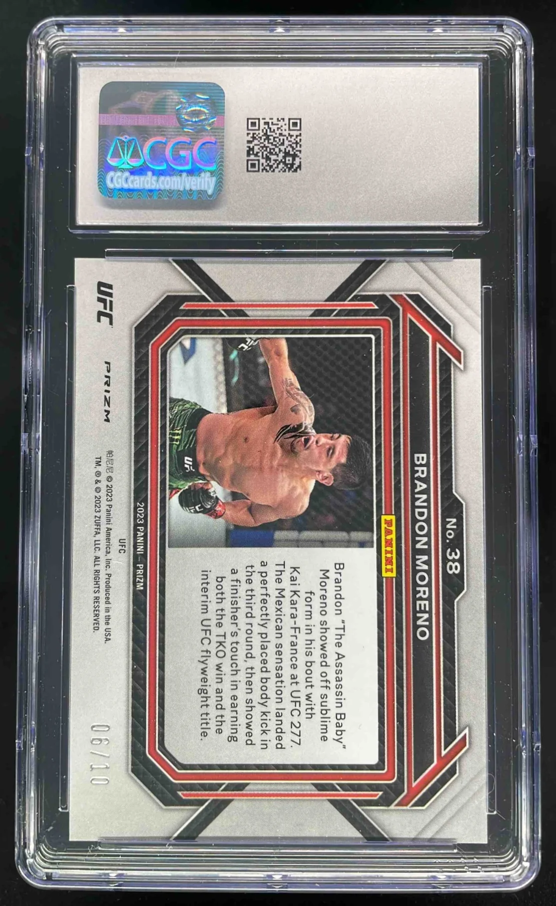 2023 Panini Prizm UFC Under Card Gold Prizms #38 Brandon Moreno /10 CGC 10 - Image 2