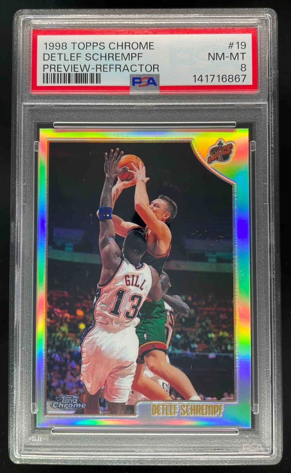 1998-99 Topps Chrome Previews Refractor #19 Detlef Schrempf PSA 8
