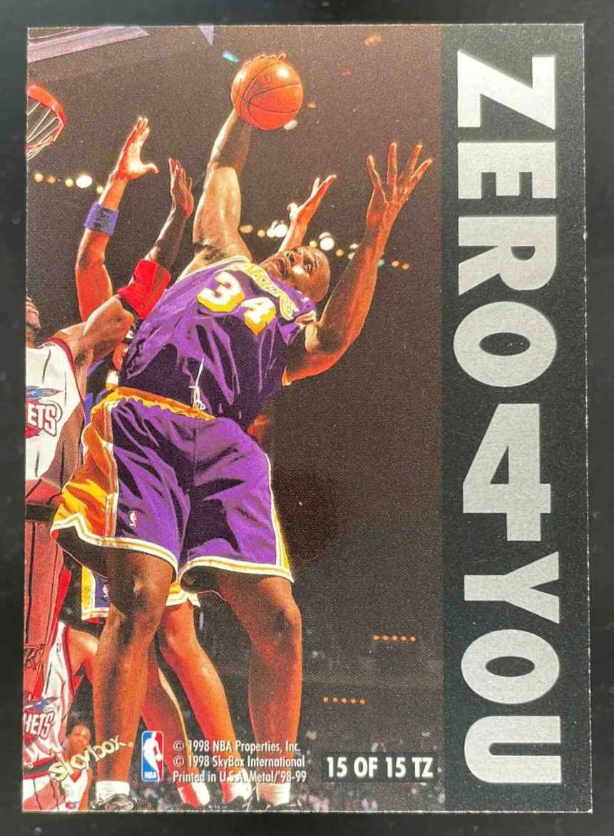 1998-99 Skybox Metal Universe Two 4 Me Zero 4 You #15 TZ Shaquille O'Neal - Image 2