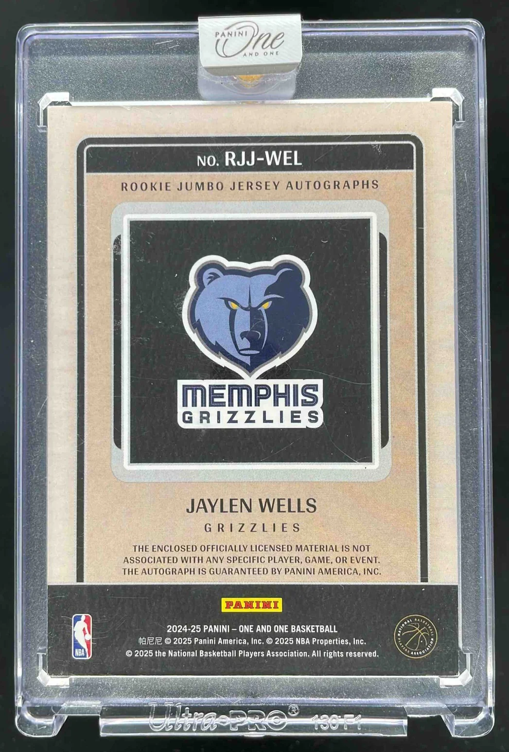 2024-25 Panini One and One Rookie Jumbo Jersey FOTL #15 Jaylen Wells Auto /15 - Image 2