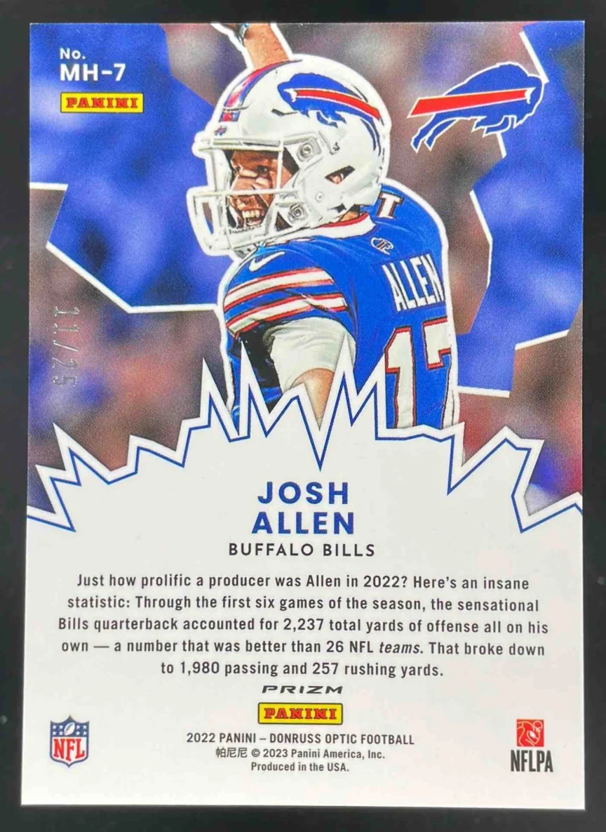 2022 Panini Donruss Optic My House! Purple Stars #MH-7 Josh Allen /25 - Image 2