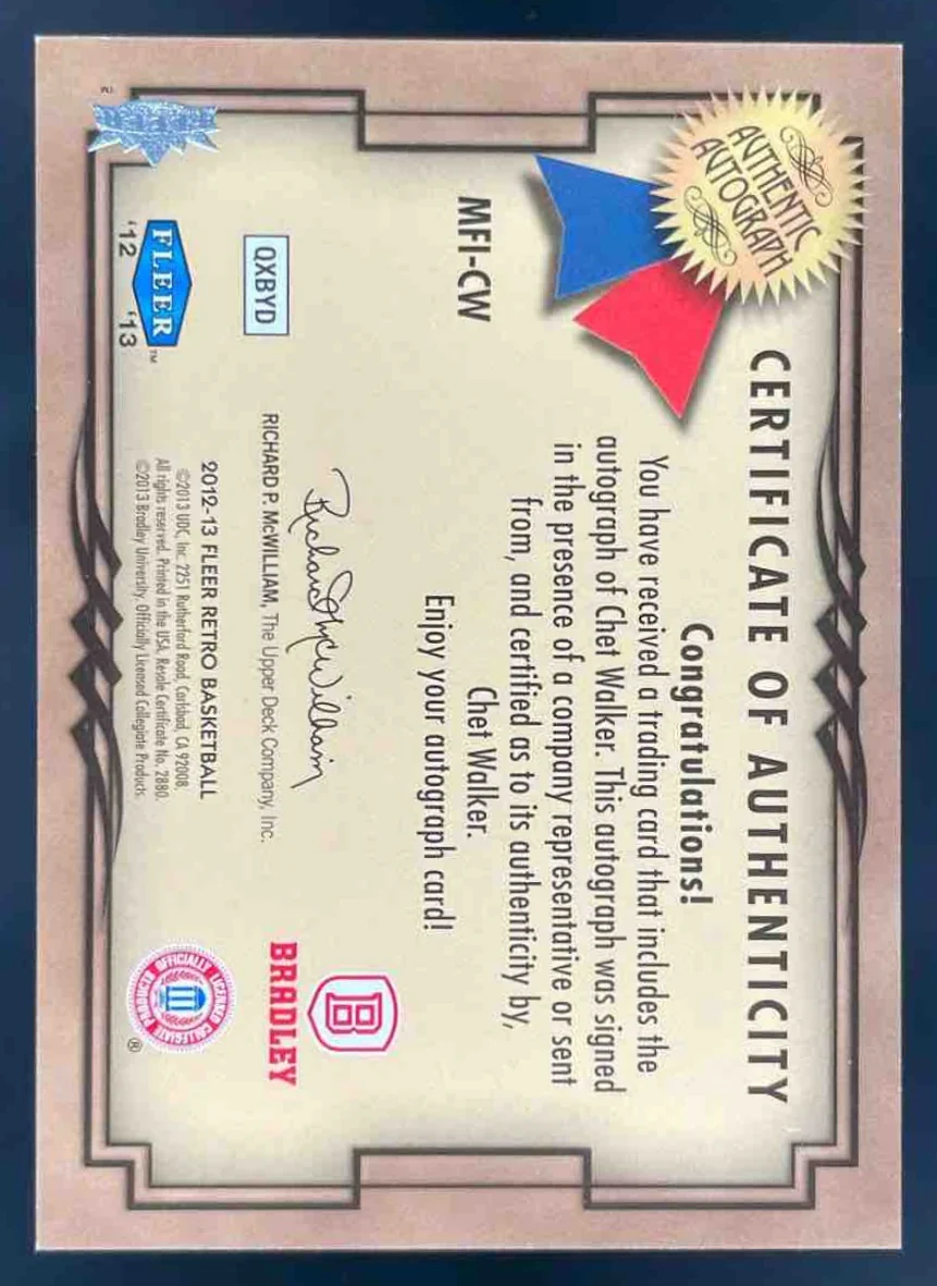 2012-13 Fleer Retro 99 00 Mystique Fresh Ink #MFI-CW Chet Walker Auto - Image 2