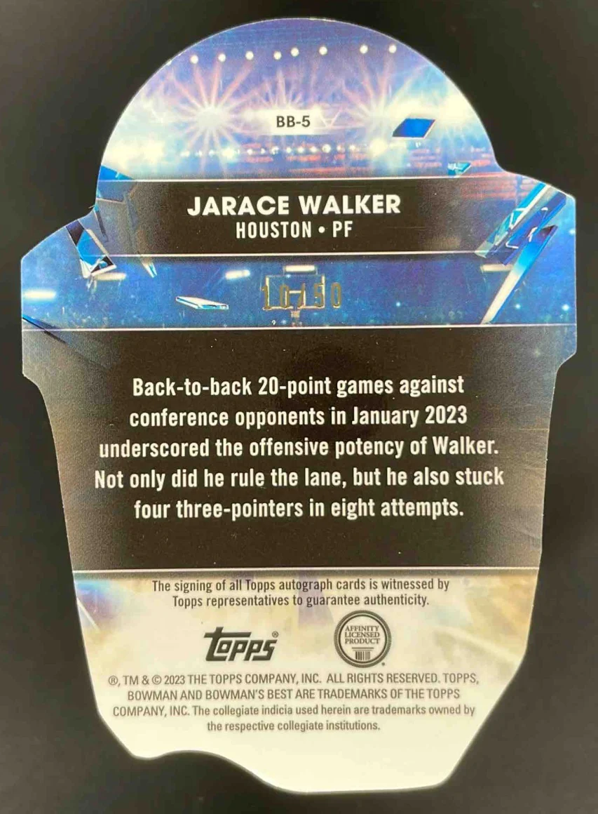 2022 Bowman University Best Buckets Die Cuts Lava #BB-5 Jarace Walker Auto /50 - Image 2