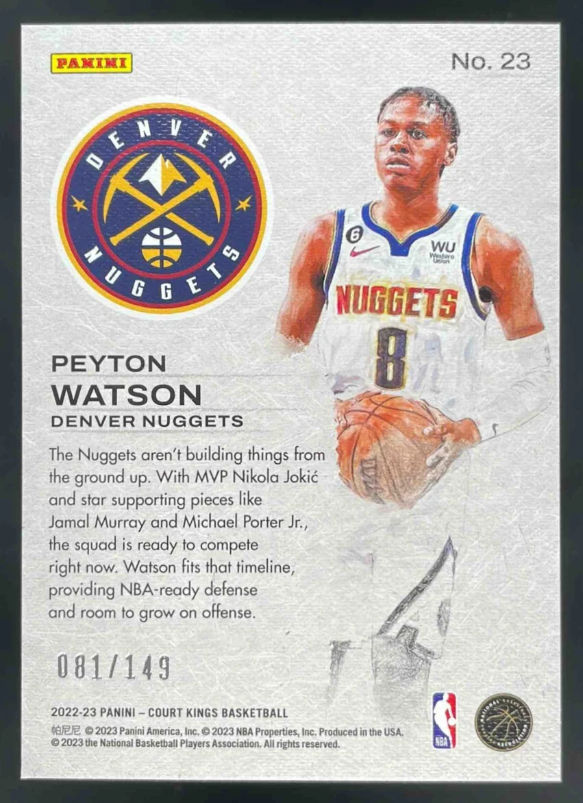 2022-23 Panini Court Kings Works in Progress Ruby #23 Peyton Watson RC /149 - Image 2