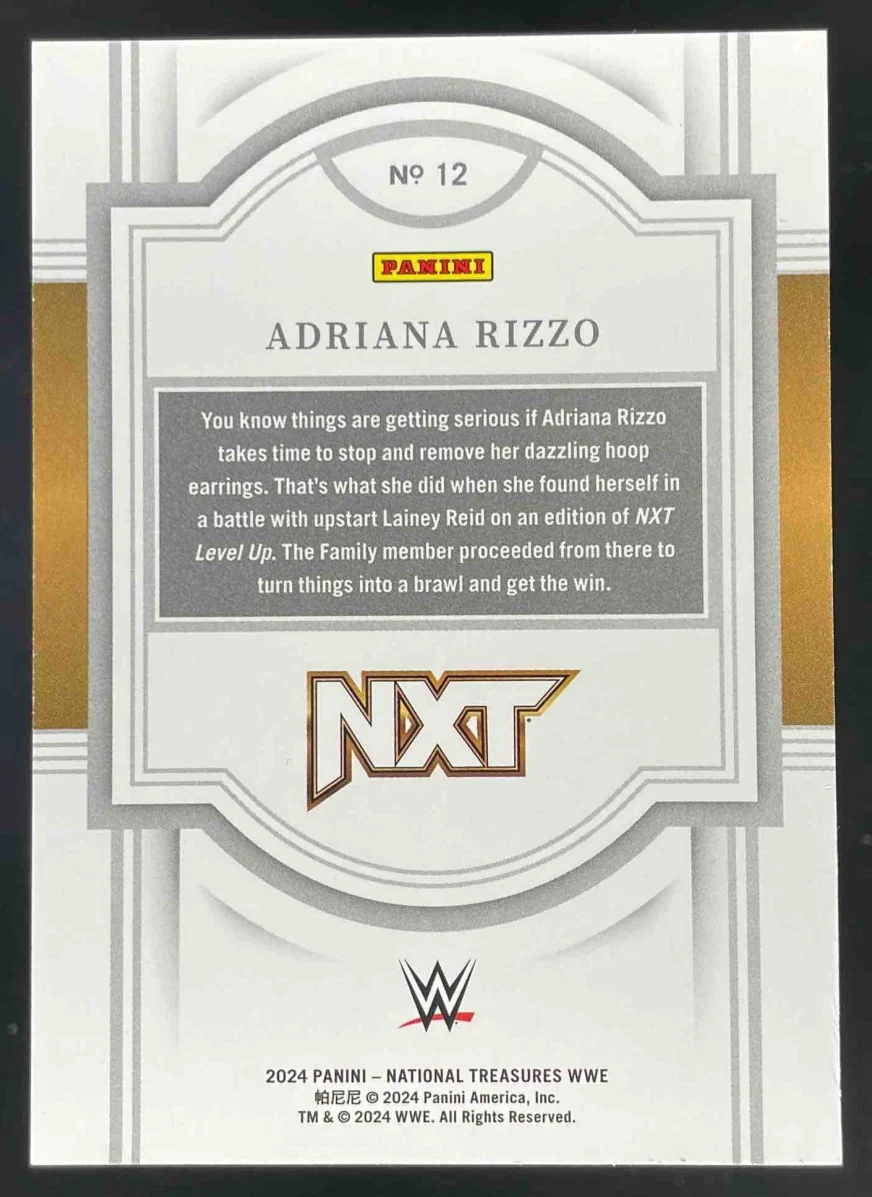 2024 Panini National Treasures WWE Holo Gold #12 Adriana Rizzo /10 - Image 2
